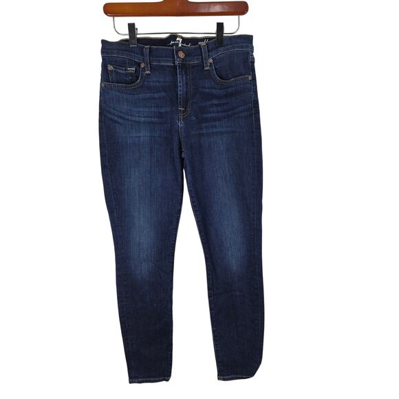 7 For All Mankind Gwenevere Ankle Jeans 30 Womens Skinny Mid Rise Dark Wash - Picture 3 of 7
